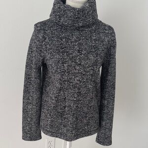 J. Crew Black and Gray Cowl Neck Sweater